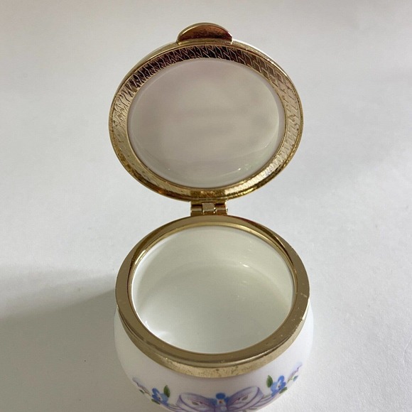 Vintage HAPPY ANNIVERSARY Eximious England Trinket Box Floral Flowers Butterfly2 - Picture 6 of 6